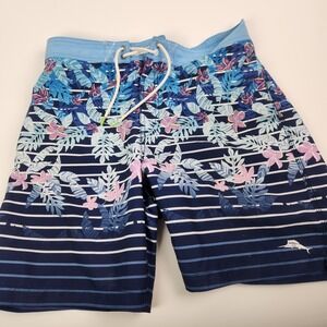 Tommy Bahama Swim Trunks Size L Blue Floral Print  Live The Island Life Tropical